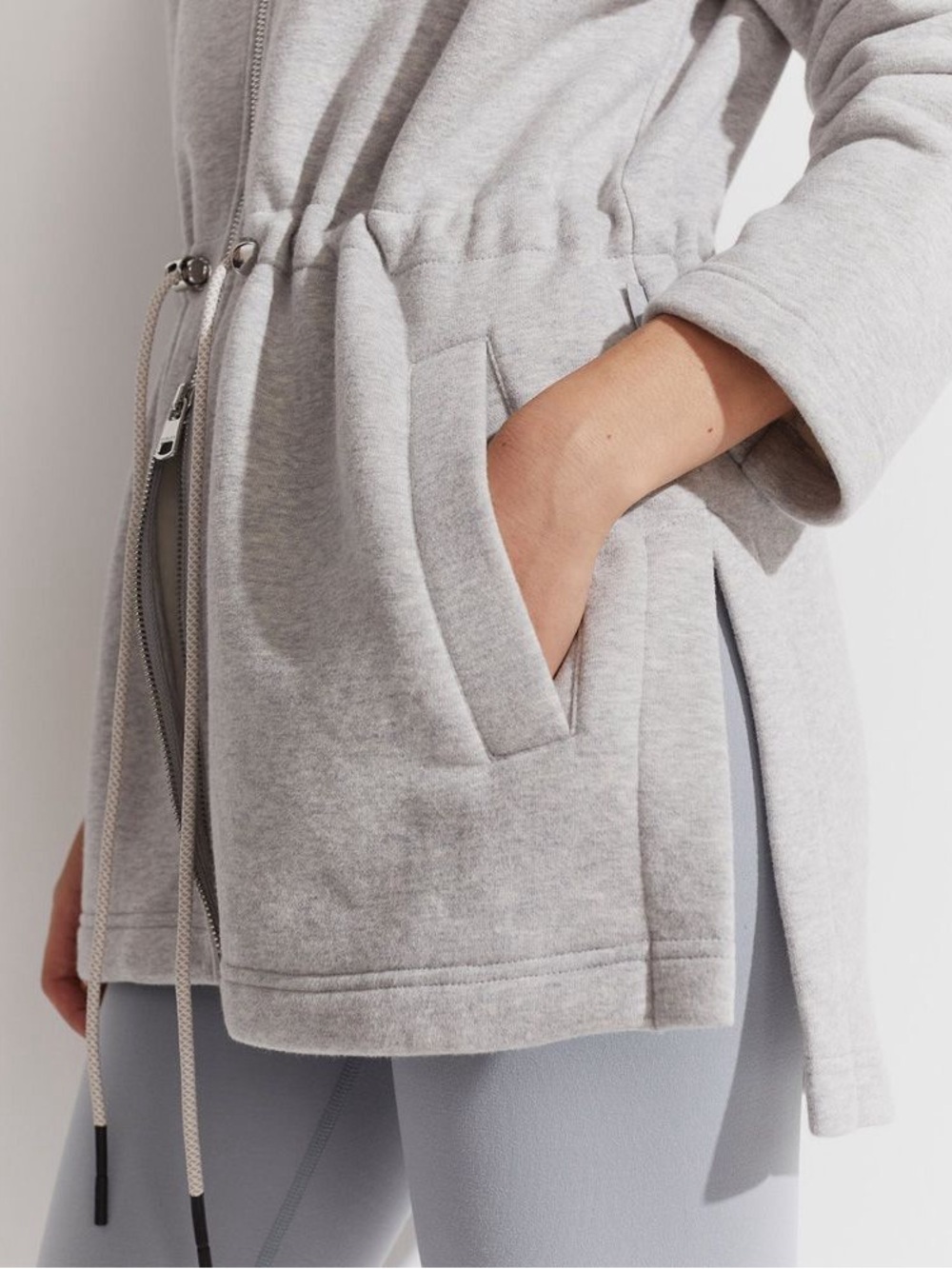 Varley Victoria Light Gray Zip-Up Hoodie with Drawstring Waist. Size Small - Picture 6 of 14